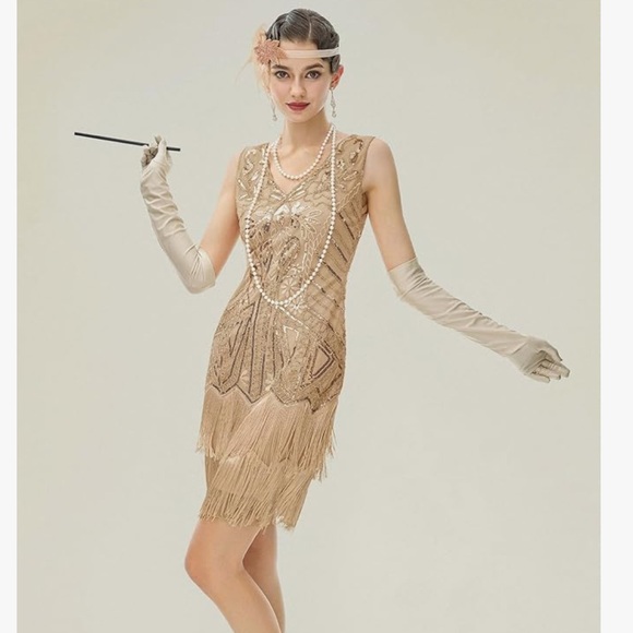 1920s-Inspired Sequined Fringe Midi Dress XS - Picture 2 of 15